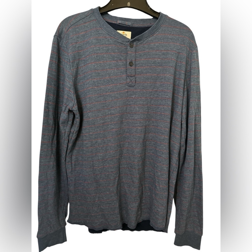 Marine Layer Double Knit Blue Stripe Henley